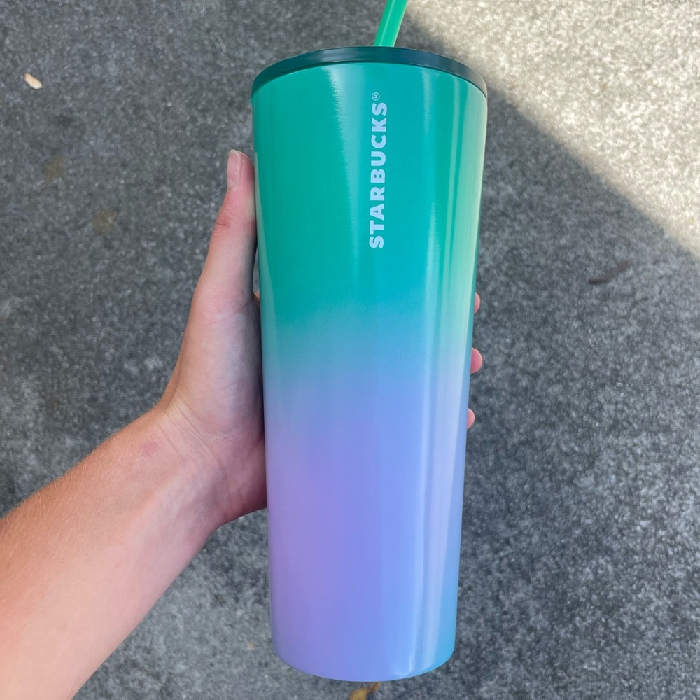 Starbucks Venti Blue Green Purple ombré stainless cup